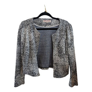 Anthropologie Dolan Womens Crop Jacket Navy White Abstract Open Front Medium